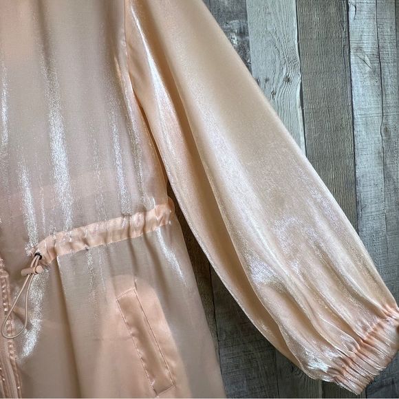 Future Collective Peach Color Organza Hooded Jacket w/Zippered Front & Pockets - Picture 9 of 15
